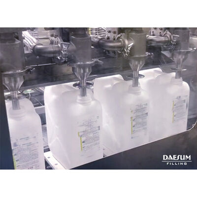 18-40L Jerrycan Fully Automatic Liquid Filling Machine Line 4/6 Lance 400-600bph for Chemicals Oil Electric Motor Gear PLC